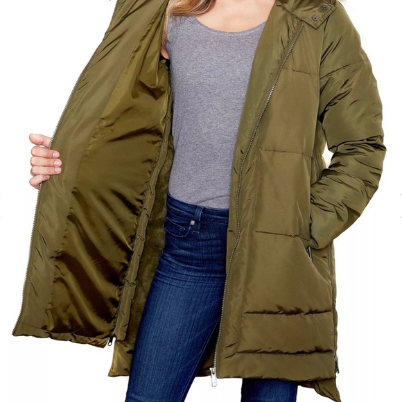 Soft Touch Nylon Quilted Faux Fur Hooded Jacket - Picture 4 of 6